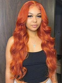 Ginger Orange Color Glueless 5x5 Lace Wig 3D Body Wave Human Hair Wigs