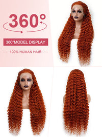 Ginger Color Deep Wave 13x6 Lace Frontal Wig Pre Plucked Colored Human Hair Wigs