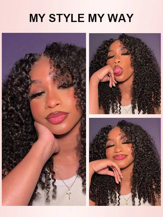 Jerry Curly 13x6 Full Lace Frontal Wig Pre Plucked Transparent Lace Frontal Wigs