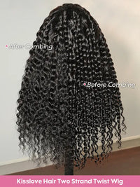 Kisslove Hair Two Strands Twists Pre-Braid Glueless 360 Lace Frontal Human Hair Wigs