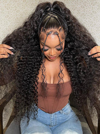 13x6 Lace Frontal Wig Deep Wave 36 38 40 Inch Ear to Ear Full Lace Frontal Long Human Hair Wigs