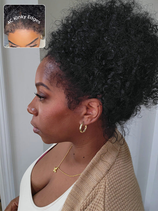 Kisslove Hair 4C Edge Kinky Curly Hair 360 Lace Wig Invisi Drawstring Glueless Lace Wigs