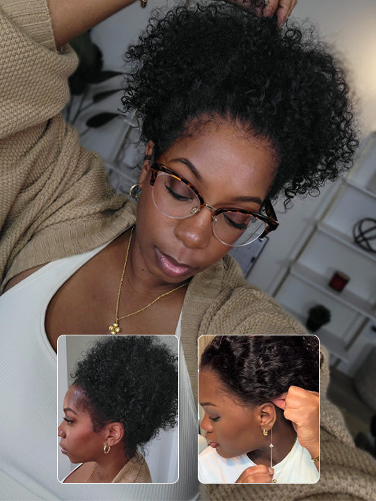 Kisslove Hair 4C Edge Kinky Curly Hair 360 Lace Wig Invisi Drawstring Glueless Lace Wigs