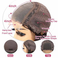 4*4 Transparent Lace Closure Wig Glueless Brazilian Straight Virgin Human Hair Wigs