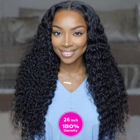 Double Drawn Crimped Hair 5*5 HD Lace Wig Water Wave 14A Brazilian Virgin Human Hair Wigs