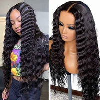 Crimped Hair 5*5 HD Lace Wig Loose Deep Wave 14A Brazilian Virgin Human Hair Wigs