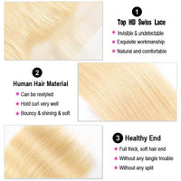613 Honey Blonde Hair 13*4 Lace Frontal Closure Straight Virgin Human Hair