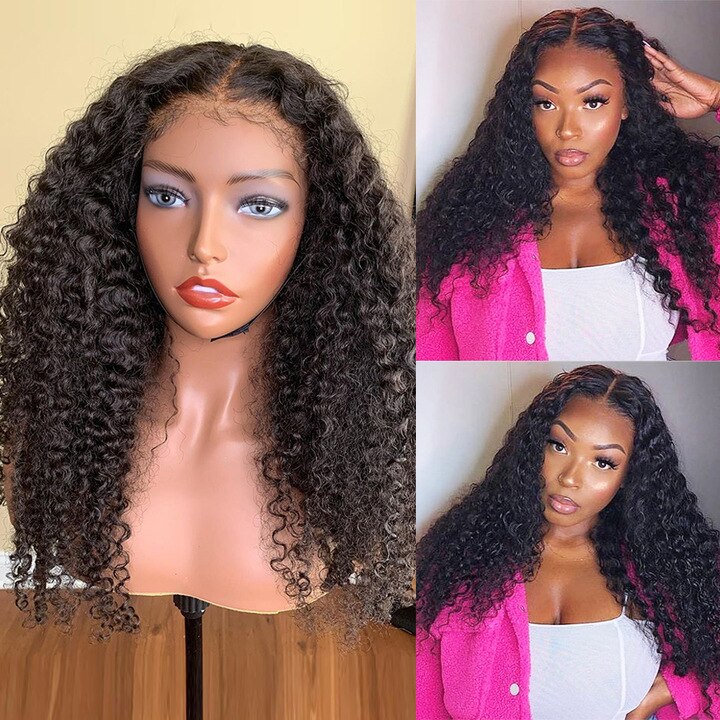 Kinky Curly Hair 13x4 Lace Frontal Wig Pre Plucked Natural Hairline Curly Hairstyles
