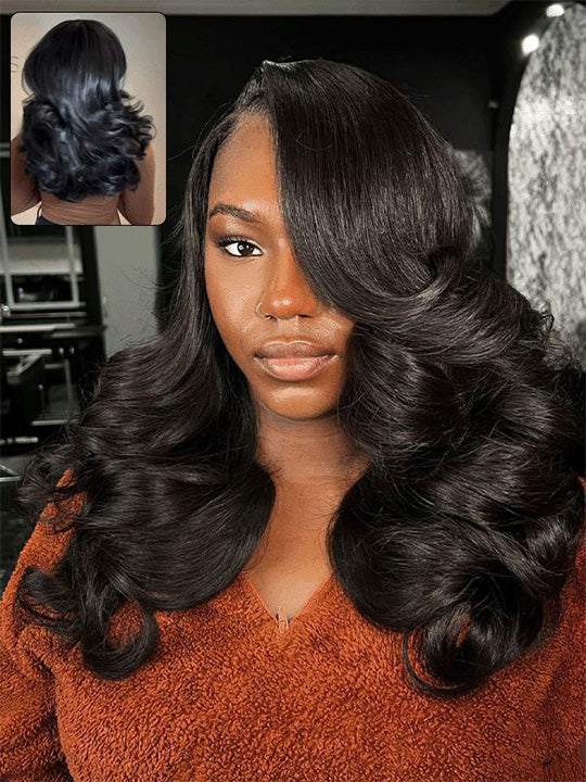 Pre Styled Efortless Chic Layer 13x6 Full Lace Frontal Wig High Density Peacock Curls Glueless Ready to Wear Wig