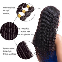 4x4 Lace Closure With Bundles Deep Wave 12A Brazilian Virgin Hair Weave