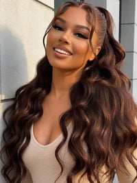 Kisslove Pre-Everything Upgraded Chocolate Brown Wig 3D Body Wave 360 Lace Wigs Human Hair