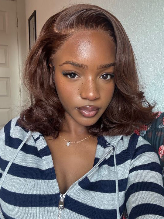 Pre Styled Side Part Colored Body Wave Bob Wig Glueless Drawstring Ready to Go Wigs