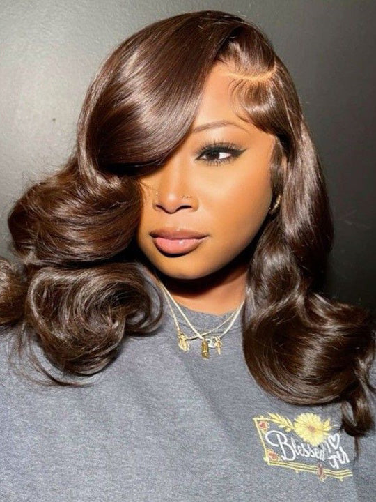 Pre Styled Side Part Colored Body Wave Bob Wig Glueless Drawstring Ready to Go Wigs