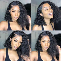 Short Bob Wigs Deep Wave 13x4 Transparent Lace Front Human Hair Wigs