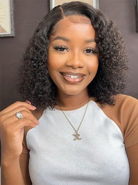 Kisslove Hair Jerry Curly Short Bob Wigs 13x4 HD Lace Front Human Hair Short Bob Wigs