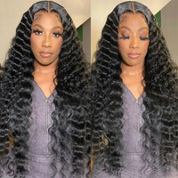Crimped Hair 5*5 HD Lace Wig Loose Deep Wave 14A Brazilian Virgin Human Hair Wigs