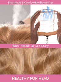 Glueless Ombre Warm Brown To Blonde Balayage Bouncy Body Wave Wig 6x4.5 Lace Wig