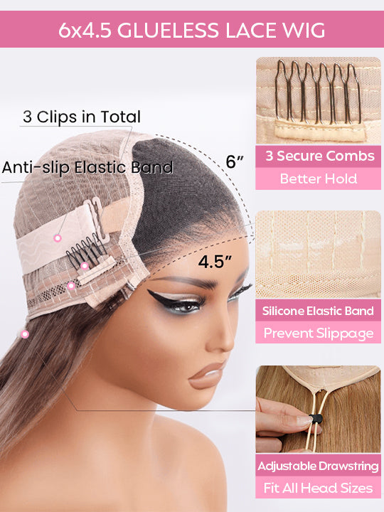Kisslove Hair Honey Blonde with Chestnut Brown Highlights Ombre Color 6x4.5 Lace Glueless Body Wave Wig With Baby Hair