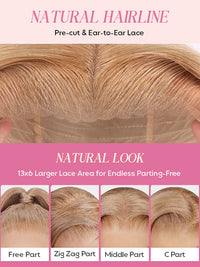 Glueless Ombre Warm Brown To Blonde Balayage Bouncy Body Wave Wig 6x4.5 Lace Wig