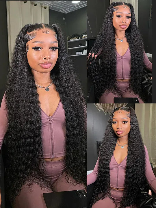 Water Wave HD Lace Frontal Wig Pre Plucked Ear to Ear 13x4 Lace Frontal Long Human Hair Wigs