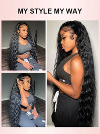 Water Wave HD Lace Frontal Wig Pre Plucked Ear to Ear 13x4 Lace Frontal Long Human Hair Wigs