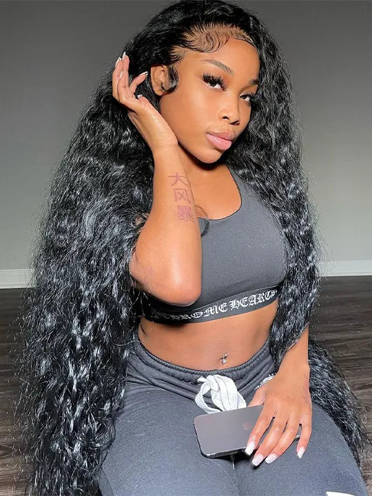 Water Wave HD Lace Frontal Wig Pre Plucked Ear to Ear 13x4 Lace Frontal Long Human Hair Wigs