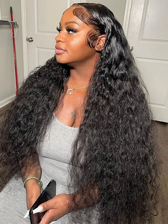 Water Wave HD Lace Frontal Wig Pre Plucked Ear to Ear 13x4 Lace Frontal Long Human Hair Wigs