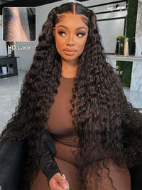 Water Wave HD Lace Frontal Wig Pre Plucked Ear to Ear 13x4 Lace Frontal Long Human Hair Wigs