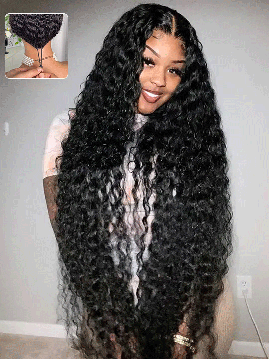 Water Wave HD Lace Frontal Wig Pre Plucked Ear to Ear 13x4 Lace Frontal Long Human Hair Wigs