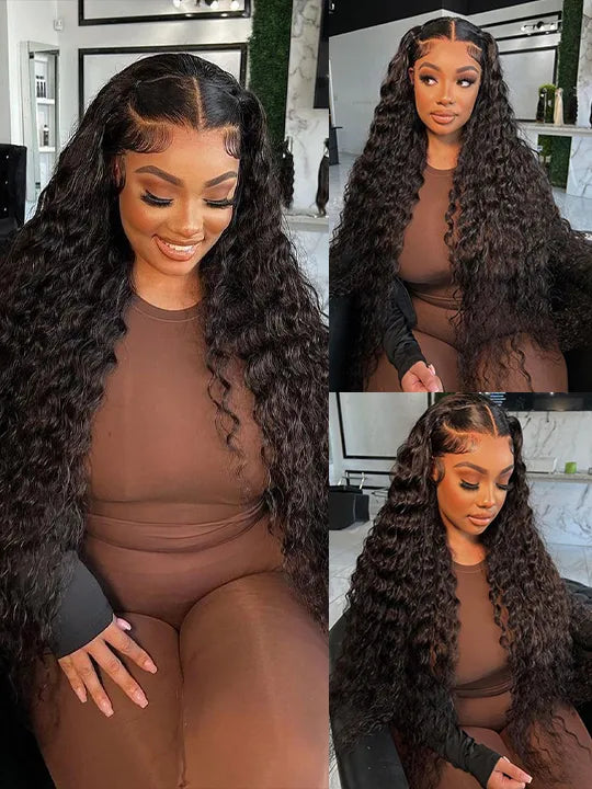 Water Wave HD Lace Frontal Wig Pre Plucked Ear to Ear 13x4 Lace Frontal Long Human Hair Wigs