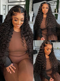 Water Wave HD Lace Frontal Wig Pre Plucked Ear to Ear 13x4 Lace Frontal Long Human Hair Wigs