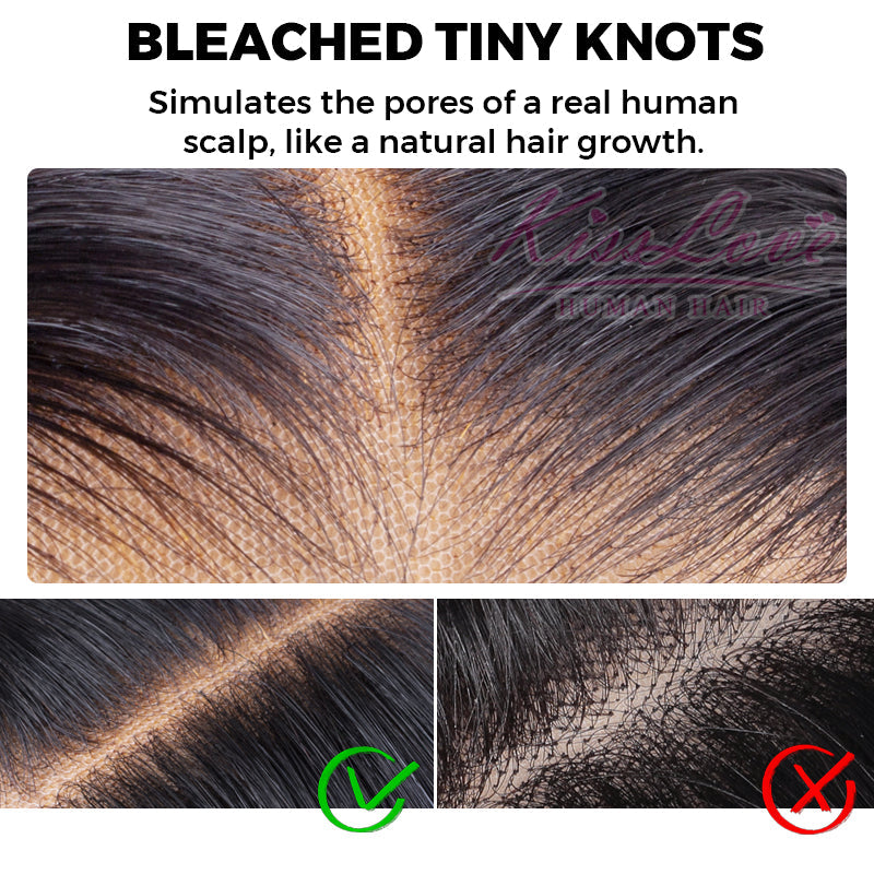 Bleached Knots Brown Highlight Wig Bone Straight 5x5 13x4 Lace Front Human Hair Wigs