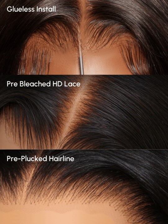 13x6 HD Lace Frontal Wig Body Wave Pre Plucked Glueless Wig Pull Go Drawstring Cap Ready to Go Wig