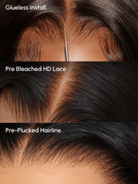 KissLove Pre Everything Body Wave Wig with Bangs Pre Styled Glueless Invisi-Drawstring Wig