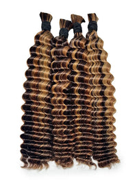 Highlight Brown Bulk Hair For Braiding Human Hair Deep Wave Braids Human Hair Extension No Weft
