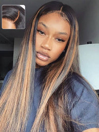 1B/30 Highlight Wig Brazilian Straight Hair Ombre 4x4/13x4/13x6 Transparent Lace Wigs