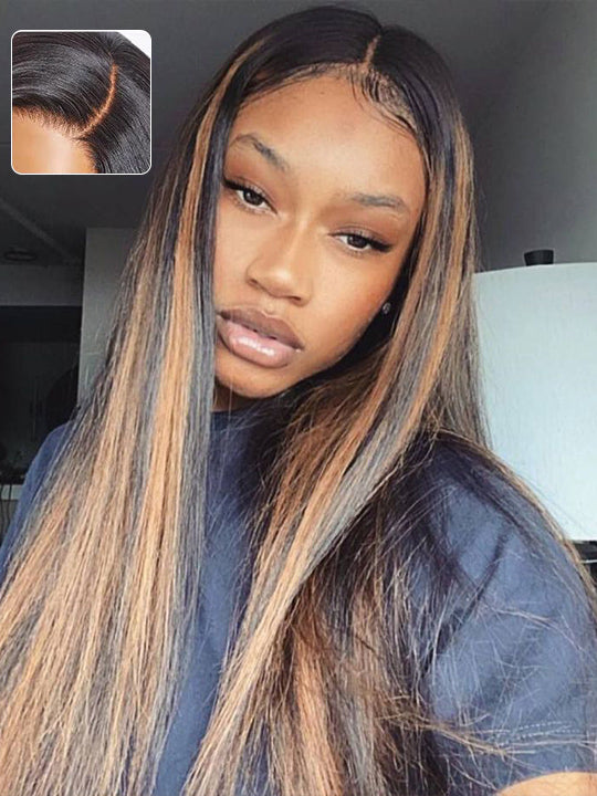 1B/30 Highlight Wig Brazilian Straight Hair Ombre 4x4/13x4/13x6 Transparent Lace Wigs