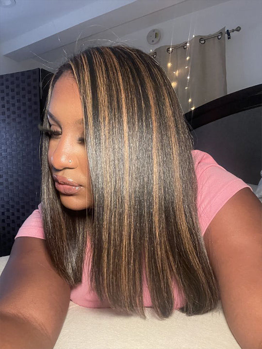 1B/30 Highlight Wig Brazilian Straight Hair Ombre 4x4/13x4/13x6 Transparent Lace Wigs