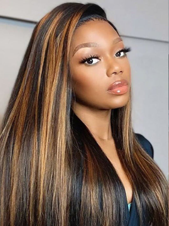 1B/30 Highlight Wig Brazilian Straight Hair Ombre 4x4/13x4/13x6 Transparent Lace Wigs