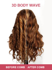 Curtain Bangs Highlight Wig 13x4 HD Lace Wigs 3D Body Wave 100% Human Hair