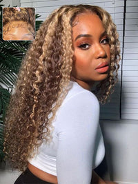 Bleached Knots Highlight Wig Deep Wave 13x4 HD Lace Frontal Virgin Human Hair Wigs