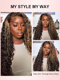 Bleached Knots Highlight Wig Deep Wave 13x4 HD Lace Frontal Virgin Human Hair Wigs