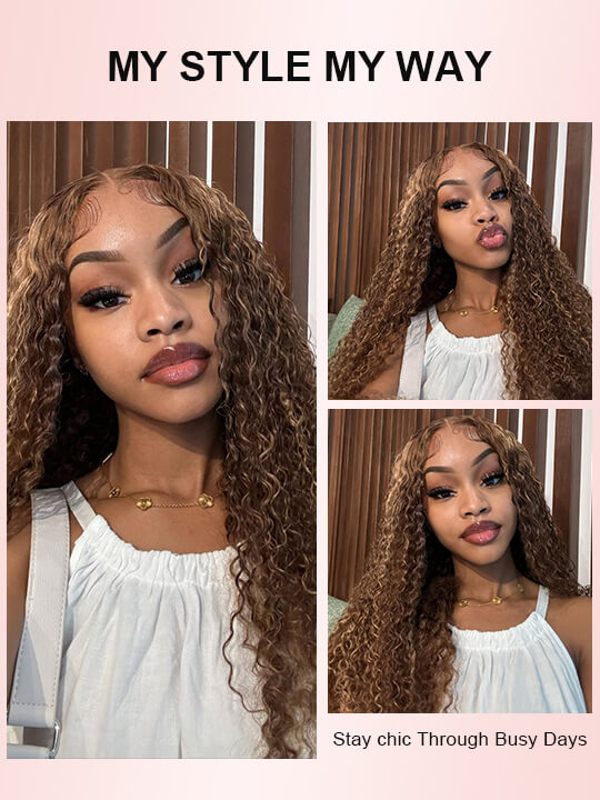 Bleached Knots Highlight Wig Deep Wave 13x4 HD Lace Frontal Virgin Human Hair Wigs