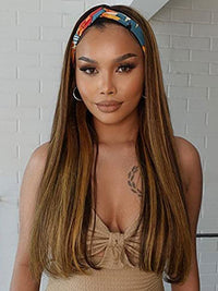 Honey Blonde Highlight Straight Hair Headband Wigs Beginner Friendly Glueless Human Hair Wigs
