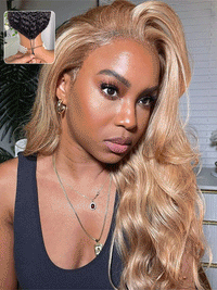 #27 Honey Blonde 3D Body Wave 5x5 13x4 Lace Front Wig Pre Plucked Light Brown Colored Wig