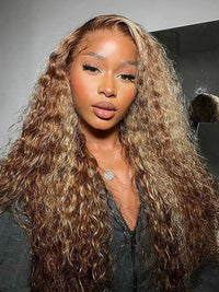5*5 Transparent HD Lace Wig Highlight Deep Wave Wig Brazilian Virgin Human Hair Wigs