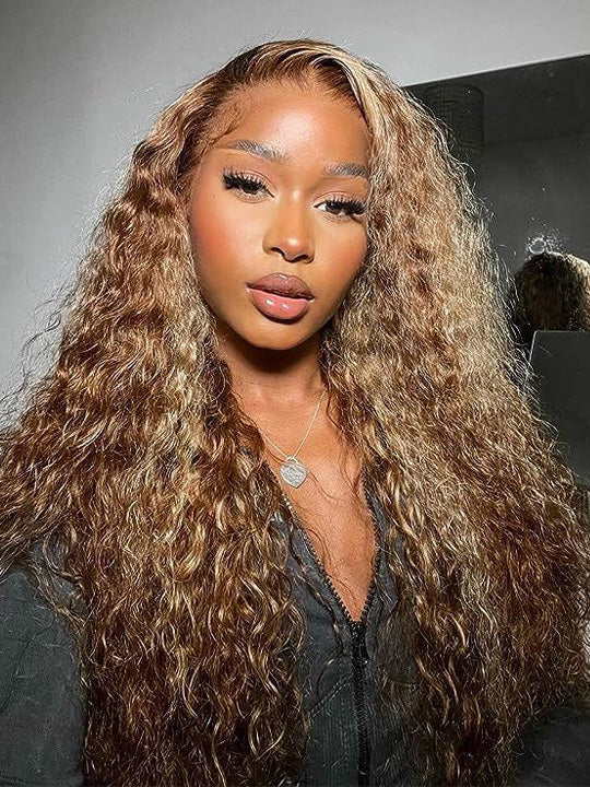 5*5 Transparent HD Lace Wig Highlight Deep Wave Wig Brazilian Virgin Human Hair Wigs