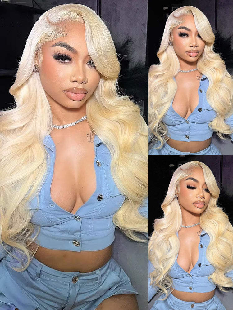 Kisslove Hair 613 Blonde  Invisi-Drawstring 360 Lace Wig Body Wave Glueless Lace Wigs for Women