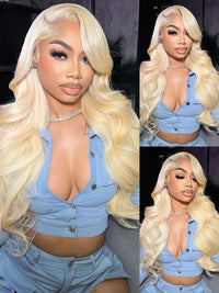 Kisslove Hair 613 Blonde  Invisi-Drawstring 360 Lace Wig Body Wave Glueless Lace Wigs for Women