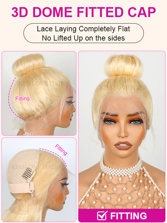 Kisslove Hair 613 Blonde  Invisi-Drawstring 360 Lace Wig Body Wave Glueless Lace Wigs for Women